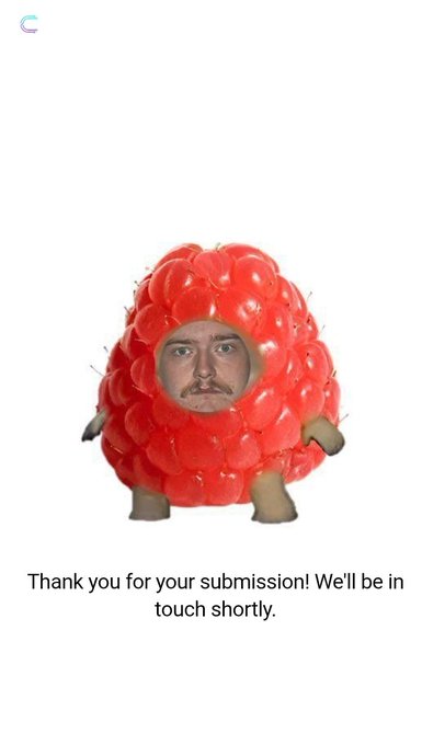 The image features a man dressed as a raspberry wearing a red costume with a face made of balloons. The caption reads "Cysic Ambassador Program Cohort 3 is Now Open! We're looking for dreamers, builders, operators, creators, and community leaders who believe in the future of decentralized compute".