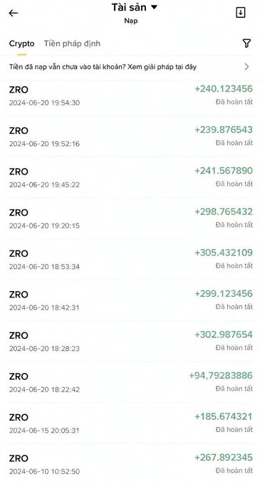 The image shows a phone screen with a list of numbers displayed at the top. The text "ZRO" can be seen as well. The numbers appear to be in a foreign language or script that is not English, which might indicate that this is related to cryptocurrency trading or an online marketplace. The post suggests that there are some interesting opportunities for retroactive betting on cryptocurrency trading, possibly involving the use of ZRO currency.