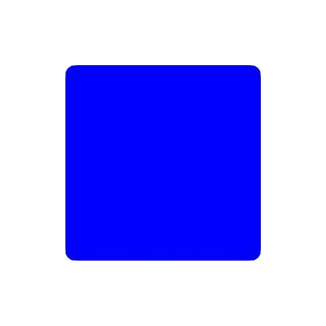 A solid blue square centered on a white background.