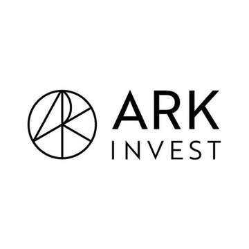 The image features the ARK Invest logo with its circular emblem beside the company name "ARK INVEST," which connects to the post highlighting Cathie Wood's opposing view on inflation compared to Bill Ackman's warning.