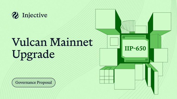 "Injective Opens Voting for Vulcan Mainnet Upgrade, a major upgrade in the tech world by Microsoft. What I find noteworthy about this project is that it's not just a technical upgrade; it has potential implications for Perps, Stablecoins, and RWAs". Focus on what is in the image and how it relates to the post.