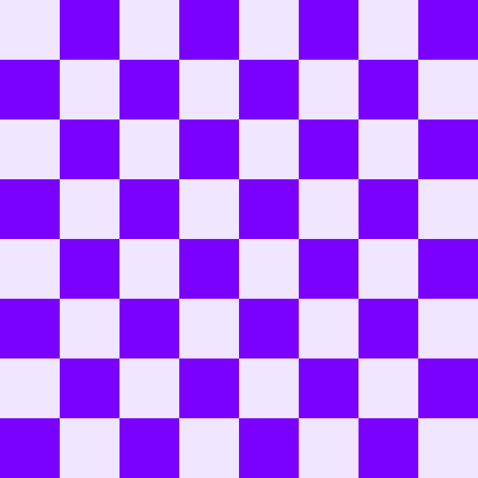 A purple and white checkerboard pattern with an 8x8 grid.
