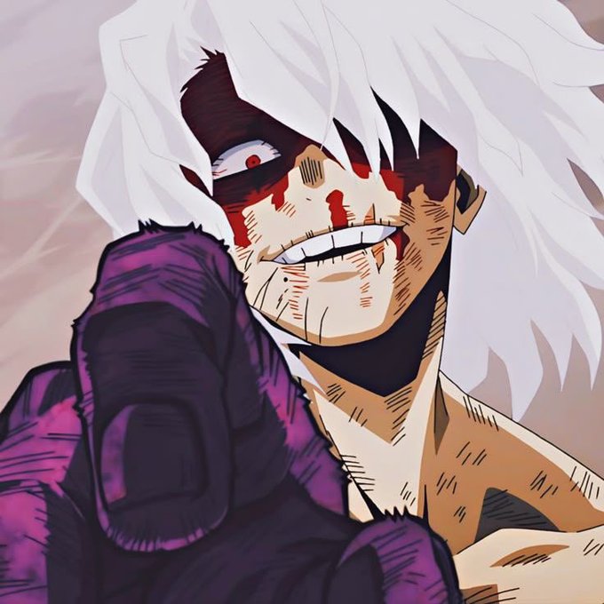 A bloodied anime character with wild white hair grins menacingly while pointing at the viewer, conveying the hyped and confrontational energy of the post's request for the day's top stock pick ("alpha") for ticker "CEE."
