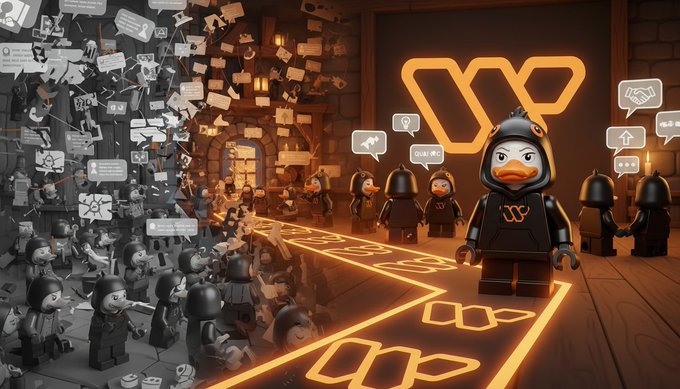 The image features a group of Legos posing together with a caption that reads "Good Afternoon Ct One of the most interesting things about @wallchain is how it tries to separate signal from incentive distortion". The Lego figures are arranged in front of a sign, and there's also an orange line on the floor. This creative arrangement showcases the concept of separating signal (the Lego figures) from incentive distortion (the reward system).