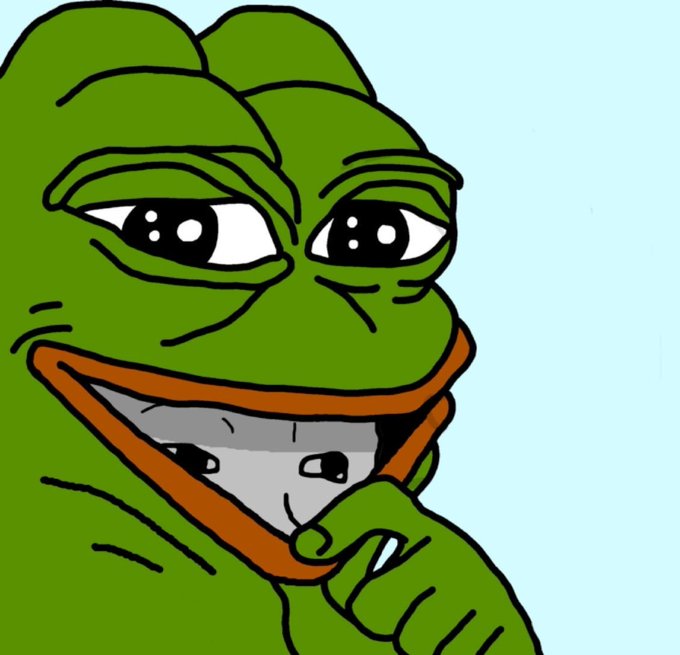 An illustration of the Pepe the Frog meme character with a Wojak face peering out from his open mouth. The image visually represents the sentiment of the caption "I know that feel. $wojak" by blending the two memes.