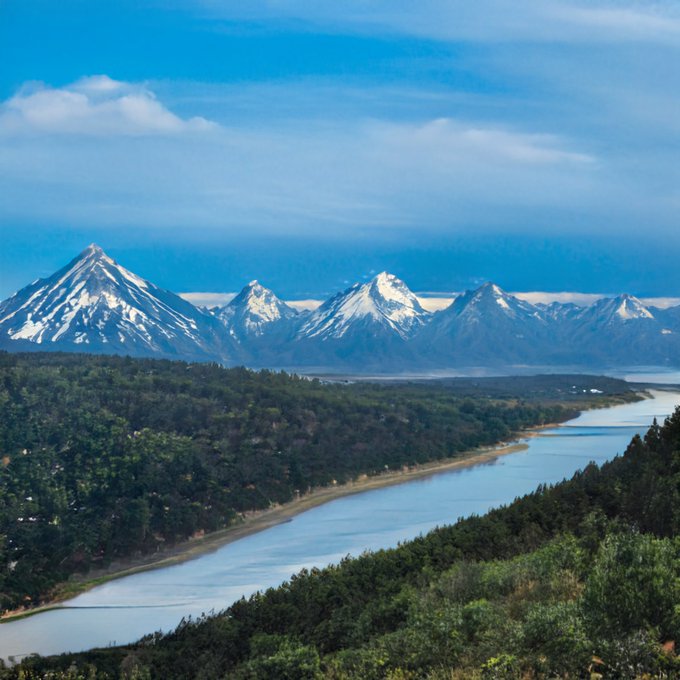 The provided image showcases snow-capped mountain peaks towering over a calm river valley. The text in the post, "Happy Thirsty Thursday, legends," implies a celebration or a thematic tie-in, perhaps in anticipation of outdoor activities like hiking or kayaking that might be enjoyed on a Thursday. The serene landscape captures the essence of a 'thirsty' spirit's escape into nature, likely aiming to evoke feelings of relaxation and adventure.