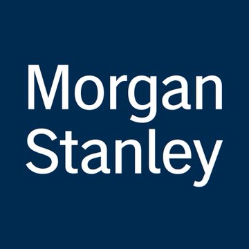 The image shows the Morgan Stanley logo, featuring the company's name in white text on a dark blue background. This relates to the announcement that Morgan Stanley, a $1.9 trillion financial institution, is now offering Solana ($SOL) trading to its users through the E*Trade platform.