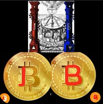 The image features two golden Bitcoins, one red and one blue, placed next to each other with a black background. Below them, there's a post that reads "What if JB was BTC?". The focus of this post seems to be on the comparison between Bitcoin and JB (Jabberwocky), suggesting an interesting perspective or interpretation about the relationship between these two entities.