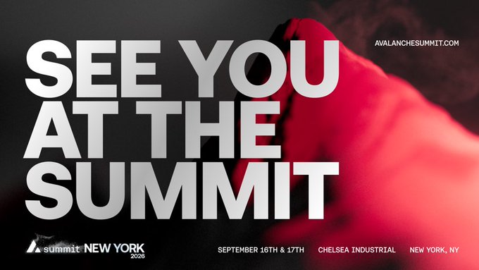 The image features a large red mountain with the text "See You at the Summit" written above it, along with the date of September 19th and the location being New York City. The image also includes a link to the event website, which is avalanchesummit.com/Q04jpYzR0 For.