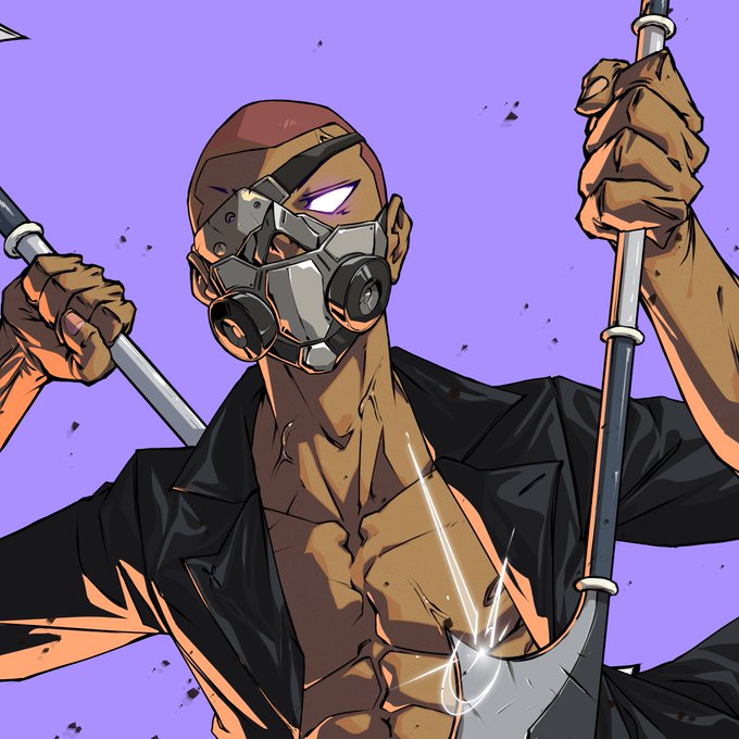 A masked figure wielding multiple weapons strikes a dynamic pose against a purple background, embodying a rugged, battle-ready persona. The image complements the post's resilient tone as the author "Monos" reflects on a challenging yet progressive year in both personal life and Web3, suggesting strength through adversity and ongoing growth.
