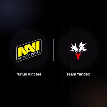 Two esports team logos are shown side by side: Natus Vincere on the left and Team Yandex on the right.