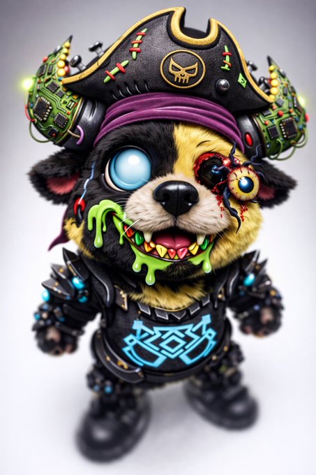 The image features a cartoon-like depiction of a dog wearing a pirate hat, complete with a bandana and a sword. The dog appears to be dressed up as a pirate, possibly for a themed event or costume party. The background of the image is white, which contrasts with the colorful attire of the dog. There are also some text elements in the image that read "Shhhhhh hear that?? Mutant Monday is coming... Are you ready?!". This suggests that the image might be related to a pirate-themed event or gathering where the dog's costume and appearance play an important role, possibly as part of a performance or a promotional activity.