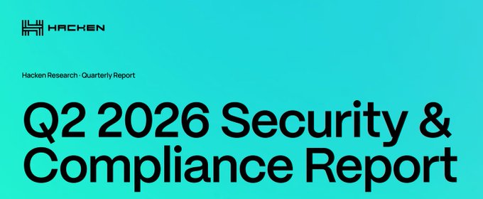 Hacken Research Quarterly Report cover: 'Q2 2026 Security & Compliance Report' displayed on a teal background with the Hacken logo.