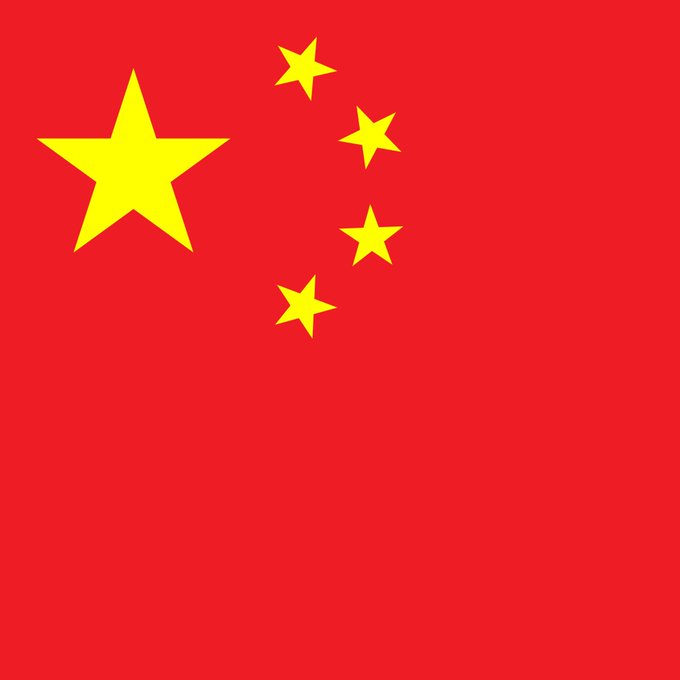 A stylized rendition of the Chinese flag—featuring a large yellow star and four smaller stars on a red background—appears alongside the post, visually reinforcing the focus on China's stock market declines (CSI 300 and Shanghai Composite) and reduced U.S. Treasury holdings.
