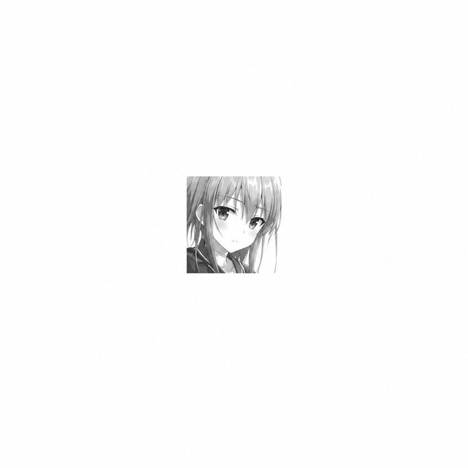 A small grayscale anime-style illustration of a girl with long hair on a plain white background.