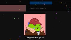 The image features a cartoon character wearing a red hat with a green face and a brown jacket, sitting against a black background. The character appears to be smiling, indicating that they are happy or content. The text in the image reads "Congratulations You got it", suggesting that the character has achieved something or won a game.