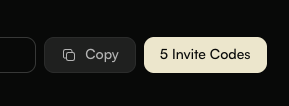 A user interface snippet displays a "Copy" button next to a button showing "5 Invite Codes," corresponding to the post offering five Arcus invite codes and announcing access to Arcus perpetuals for interested perpetual traders to message the user.