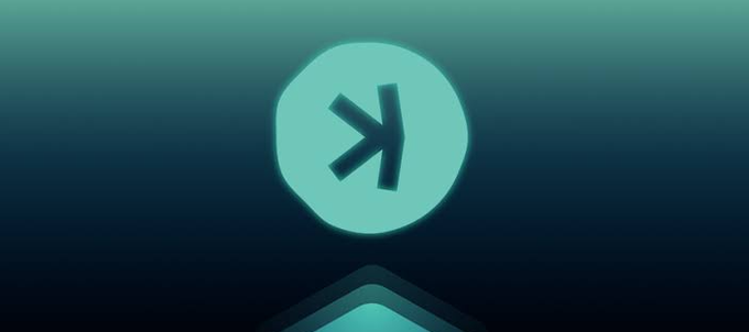 A simple graphic featuring a stylized arrow pointing right within a soft teal circle on a gradient blue-green background.