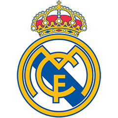 The image shows the Real Madrid CF crest, featuring the iconic crown above a circular blue and gold emblem with the intertwined "MCF" letters. It connects to the post as the logo of one of the teams in the upcoming Real Madrid vs CD Leganés match, where betting odds heavily favor Real Madrid at 79%.