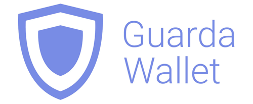 Logo for "Guarda Wallet" featuring a light blue shield icon next to the brand name.