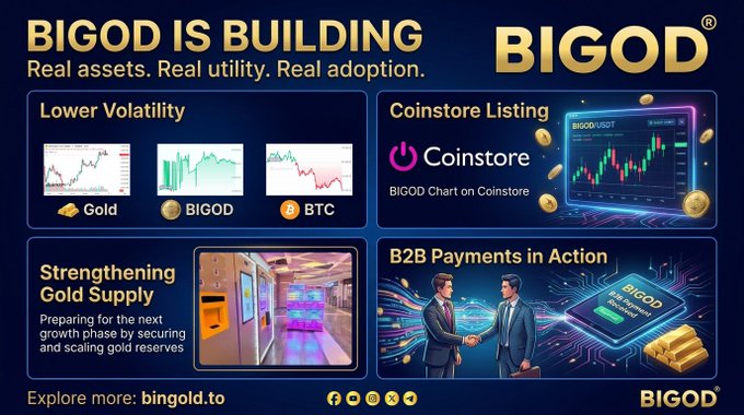 In a digital advertisement, the focus is on the milestone reached by @BiGODToken's deposits being live on @CoinstoreExc, showcasing the potential of the ecosystem for users to engage with and participate in. This aligns with the vision behind the project: leveraging tokenized assets to strengthen financial growth through trading and investing opportunities. The advertisement highlights real assets like trading, listing, and leverage trading using tokens, which can be accessed by anyone who chooses to invest, enhancing the accessibility of financial markets for all users.