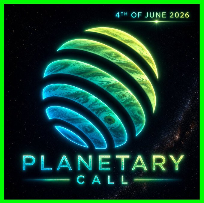 The image shows a billboard with a vibrant neon planet graphic and text that says "PlatinumCall", indicating an advertisement for a call involving the planets. The background of the poster depicts a starry night sky, creating a striking contrast between the illuminated planet imagery and the dark backdrop. There is also another image in the bottom left corner featuring a green plant.