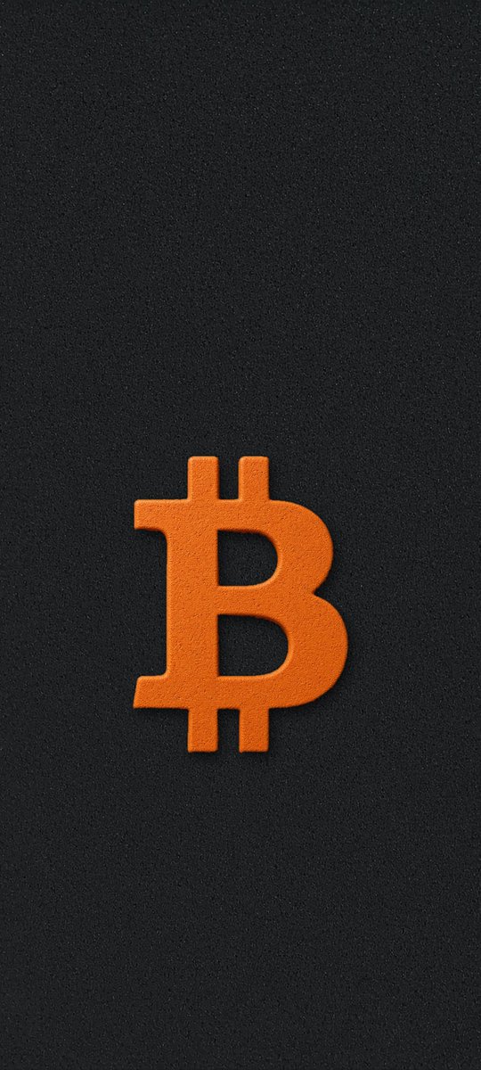 An orange Bitcoin (₿) logo centered on a dark textured background.