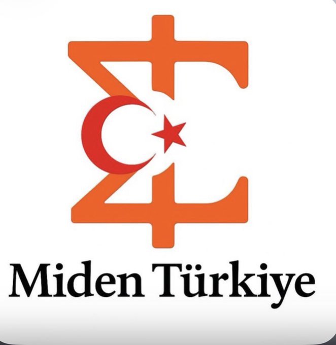 The logo for 'Miden Türkiye,' featuring an orange Turkish lira (₺) symbol overlaid with a red crescent and star, representing the Miden project in Turkey.