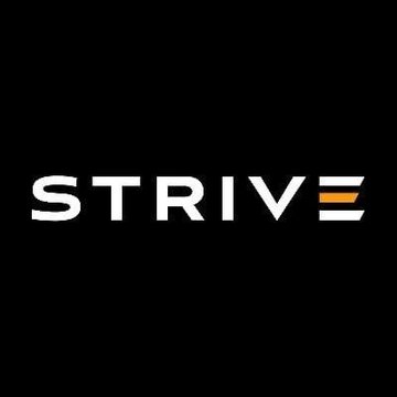 The Strive logo displayed in white text with an orange accent, associated with the announcement that Strive acquired 1,223 $BTC, purchasing four times more Bitcoin than Strategy this week.