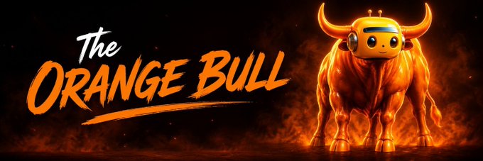 The image features a muscular orange bull with horns wearing a robotic helmet, surrounded by flames, alongside the stylized text "The Orange Bull." This visual ties into the post's mention of "the orange bull" as a nickname, likely referring to crypto influencer UNIPCS (@theunipcs), who is being called out by a dev claiming BONK will have a major run next week.