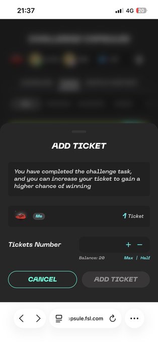 The image shows a cell phone screen with an app that allows users to add tickets for events or activities. The app has a "Add Ticket" button, which is currently empty. A message box appears next to the app icon, suggesting that the user might be prompted to enter their ticket number before adding it to the app.