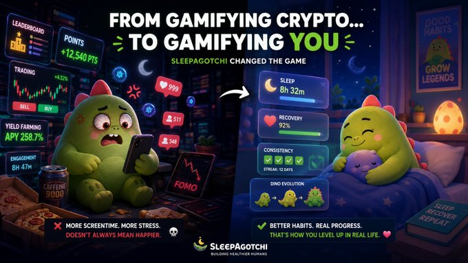 The image features two cartoon characters, a green monster and a yellow monster, sitting next to each other with their eyes open. The green monster has a cell phone in its hand while the yellow monster has a book nearby. The text on the image suggests that these characters are trying to gamify being a healthier human by using points for activities like trading or leaderboards. This idea is based on the concept of gamification, which involves applying game elements and principles to non-game contexts to make them more engaging and enjoyable.