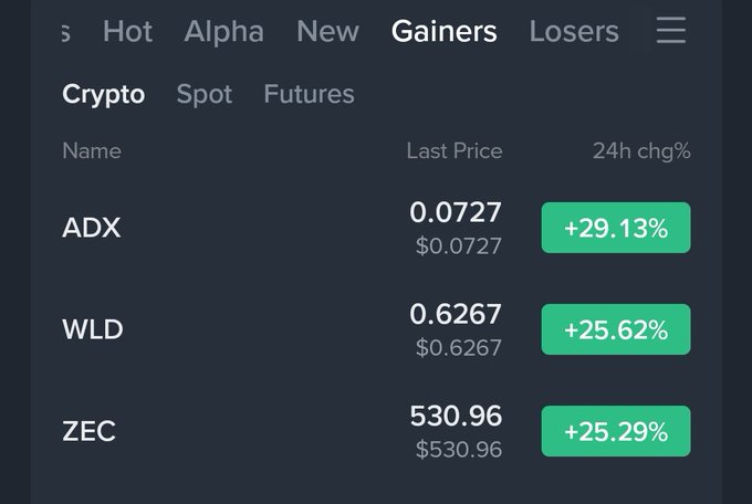 In this image, there's a screenshot of a bitcoin trading app with a list of various crypto exchanges including ADX and WLD. The main focus is on a table containing cryptocurrency prices for Bitcoin, Forex, and other digital assets. This information can be helpful for users trying to trade or manage their investment portfolio in these markets.