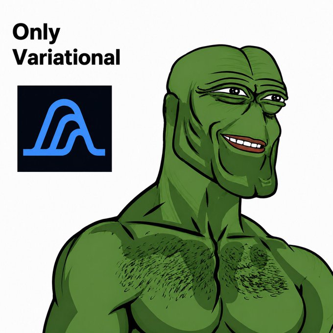 A Wojak-style meme character with the text 'Only Variational' next to an Algorand (ALGO) logo.