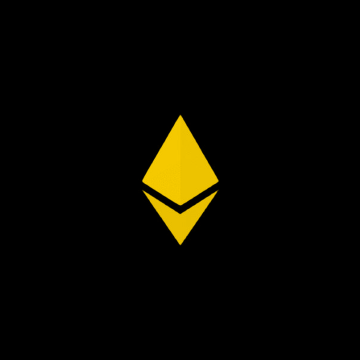 A yellow Ethereum (ETH) logo on a black background, representing the cryptocurrency discussed in the post about Fundstrat's Bitmine holdings of 5.7M ETH worth $8.9B.