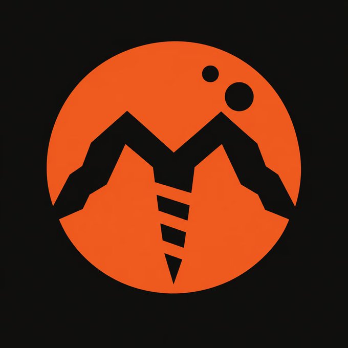 The Rust programming language logo featuring a gear design with crab claws and bubbles on a black background.