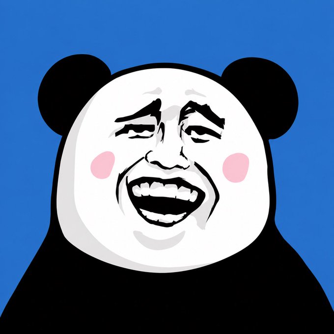 The image features a cartoon-like depiction of a panda bear wearing a black shirt with white ears and a pink nose, giving off an amusing and comical vibe. The panda appears to be laughing or smiling, adding a lighthearted touch to the scene. The background is blue, which further emphasizes the panda's facial expression. The image also includes text that reads "We've decided to launch 𝐀𝐨𝐞𝐬𝐡𝐢𝐥𝐚𝐧𝐦𝐨𝐣" and "USDC/PumpFun, the biggest meme in the east", suggesting a connection between the panda's appearance and the USDC/PumpFun meme trend.