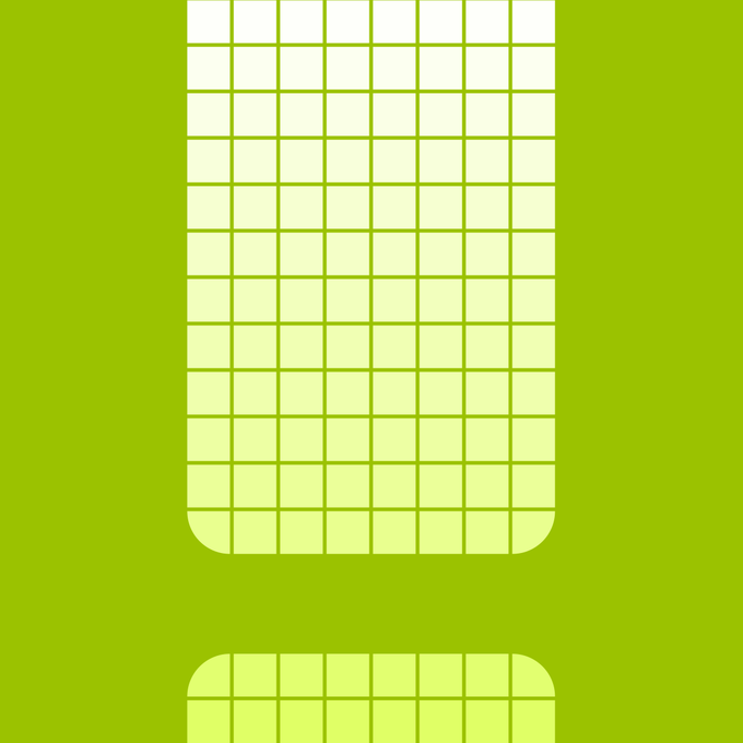 A simple graphic featuring a grid of light green squares arranged in a vertical rectangle on a solid green background.
