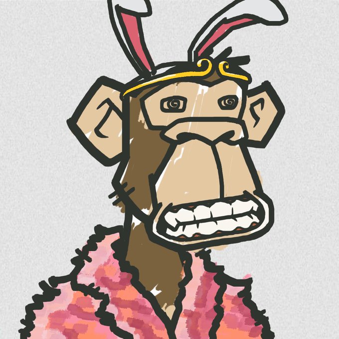 A cartoonish ape character wearing bunny ears and a pink fur coat glares with bared teeth, embodying the edgy "Bad Ape" NFT persona teased for its upcoming release on OpenSea. The crude, exaggerated art style and rebellious expression visually capture the "WTF is bad ape?" tone of the post.