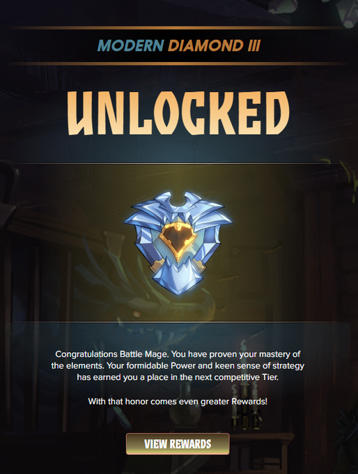 The image shows a poster for a video game called "Modern Diamond III". It features a blue shield with a gold emblem, which is the main focus of the poster. The text on the poster reads "Unlocked", indicating that the player has completed a level or unlocked some achievement in the game. The post also mentions that there are bonus rewards available for those who complete the game.