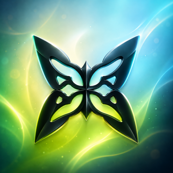 A sleek, metallic butterfly emblem glows with neon green and blue light against a swirling cosmic background, symbolizing transformation and emergence. The butterfly motif visually reinforces the post's theme of quantum technology evolving from abstract concept into tangible, reliable infrastructure, much like a butterfly emerging into a new form—mirroring @quipnetwork's role in building the foundational layer where quantum workloads can truly take flight.
