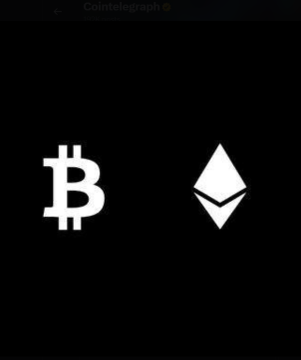 A graphic from Cointelegraph showing the logos for Bitcoin (₿) and Ethereum (Ξ) against a black background.