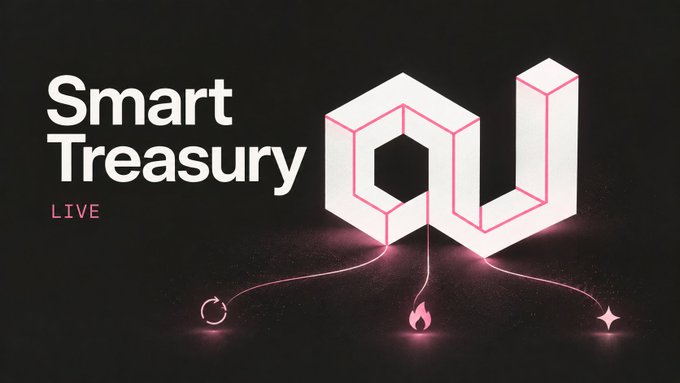 A title card reading "Smart Treasury LIVE" with a geometric pink and white logo on a black background.