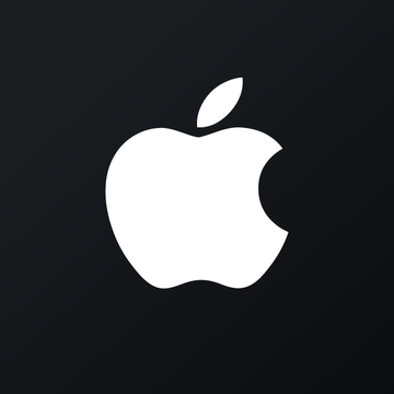 The Apple Inc. logo, a white silhouette of an apple with a bite taken out, displayed on a dark gray background.