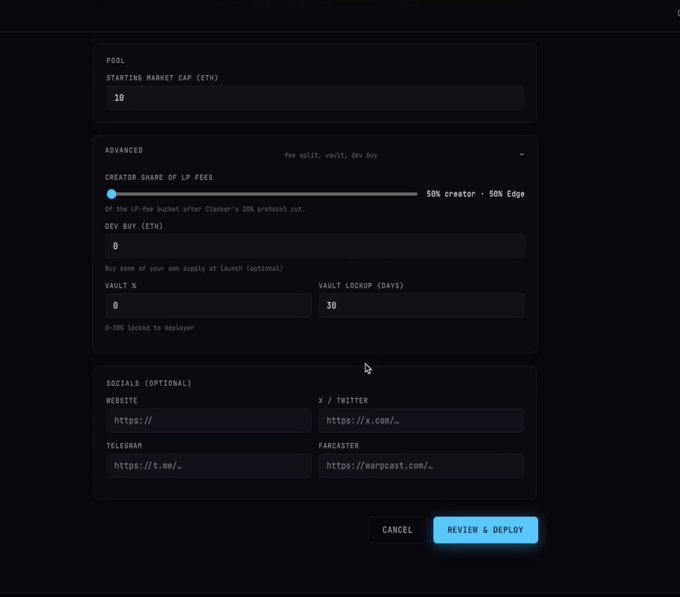 !" if you didn't know @bankrbot vampire attacked @clanker_world !.@0xDeployer attacked them continuously while painting a false narrative re: he is not an extractor. Taking 40% of the 1% fees set via the Bankrbot product is". Focus on what is in the image and how it relates to the post.