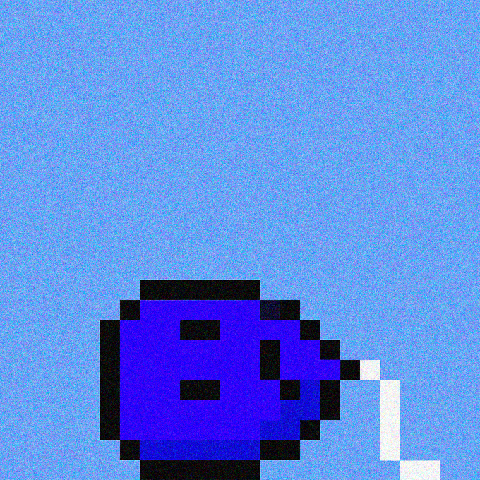 A pixelated purple ghost character with a sad, drooping expression floats against a static blue background, visually embodying the melancholy "Sunday night blues" mood referenced in the caption.