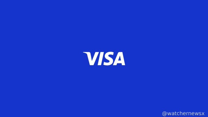 A blue screen displaying the white VISA logo in the center, with the watermark @watchernewsx in the bottom right corner.
