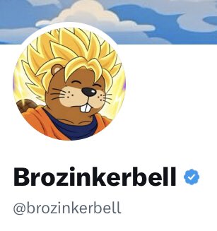 A profile card for "Brozinkerbell" (@brozinkerbell) featuring a cartoon cat styled with spiky yellow hair resembling Goku from Dragon Ball, set against a cloudy sky background. The Super Saiyan-inspired avatar visually reinforces the post's playful teaser about the meme token $Chonketha.