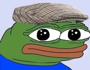 A Pepe the Frog meme character wearing a plaid flat cap, depicted with a neutral expression.
