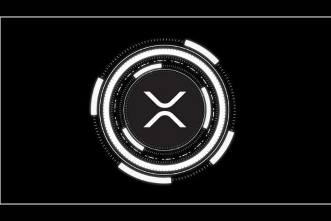 A digital rendering of the XRP cryptocurrency logo displayed as a glowing white circular emblem with a stylized X on a black background.